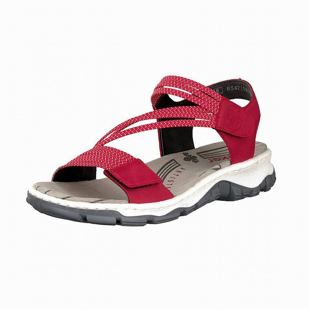 Red Women's Rieker 68871-33 Sandals | EWUJ15743